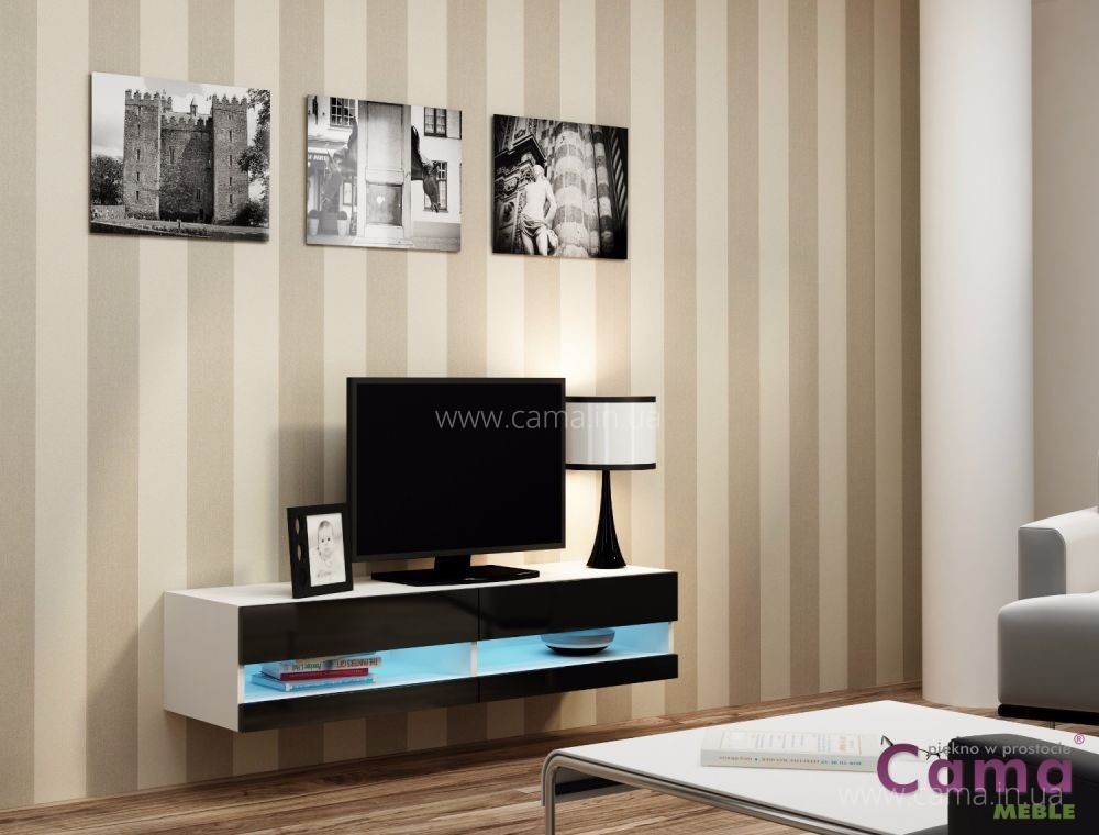 Комод открытый RTV Vigo 140 белый/черный глянец Комод открытый RTV Vigo 140 белый/черный глянец