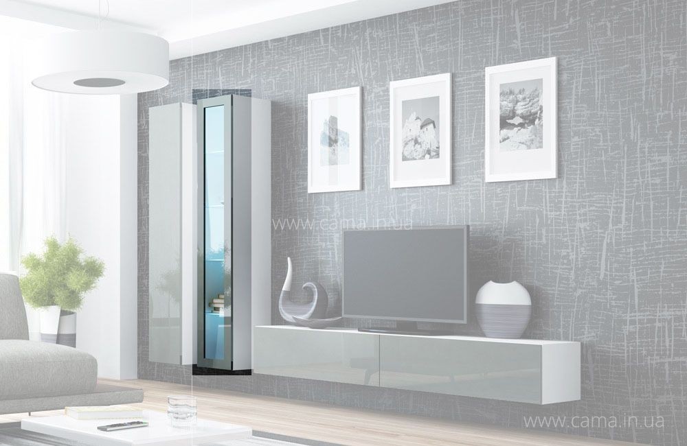 Витрина навесная Vigo 180 белый/серый глянец Витрина навесная Vigo 180 белый/серый глянец