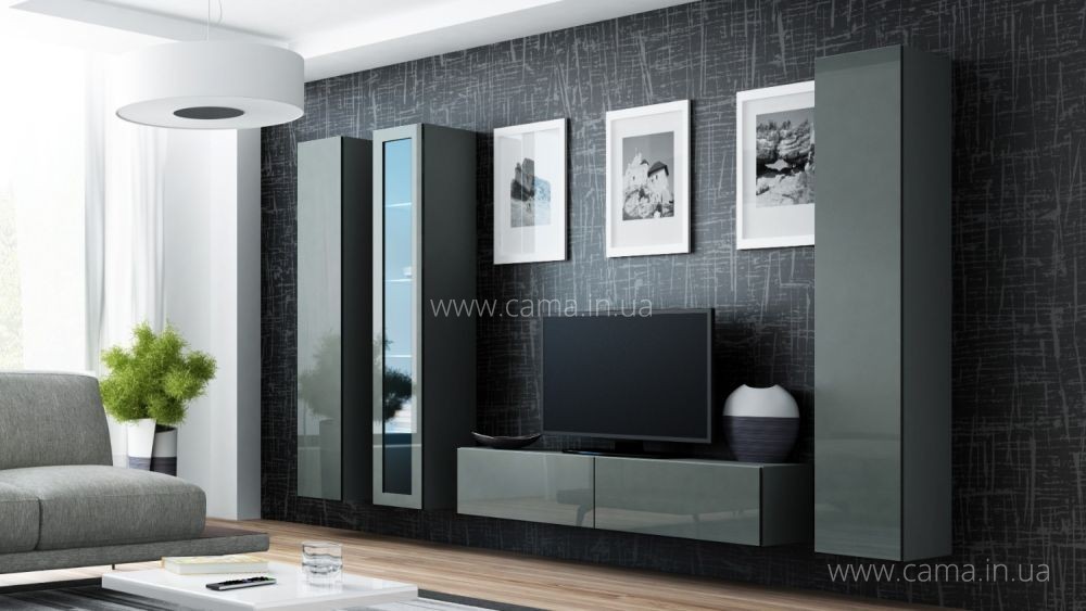 Гостиная Vigo 15 серый/серый глянец Гостиная Vigo 15 серый/серый глянец