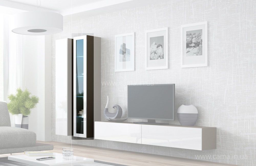 Витрина навесная Vigo 180 латте/белый глянец Витрина навесная Vigo 180 латте/белый глянец