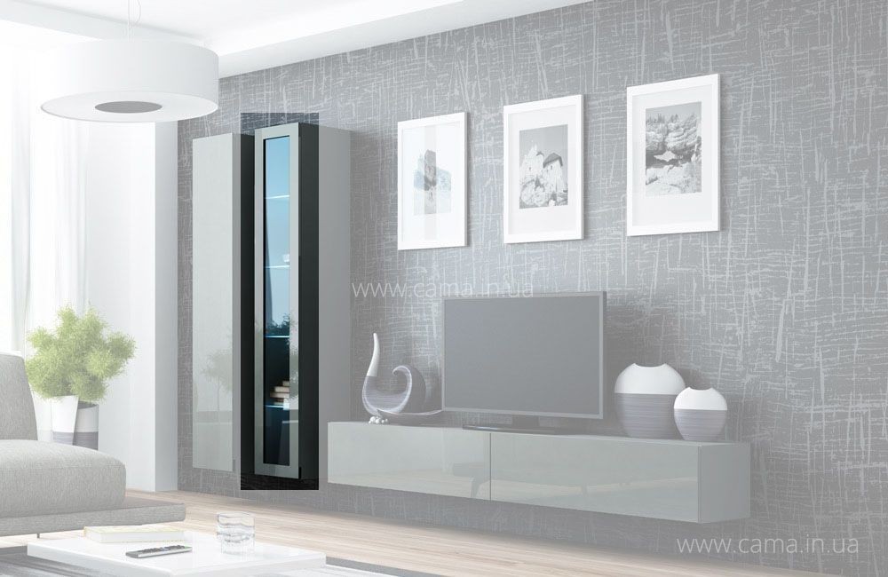 Витрина навесная Vigo 180 серый/серый глянец Витрина навесная Vigo 180 серый/серый глянец