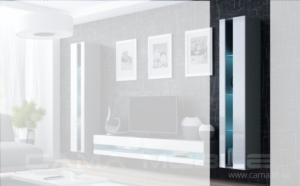 Витрина открытая Vigo 180 серый/белый глянец Витрина открытая Vigo 180 серый/белый глянец