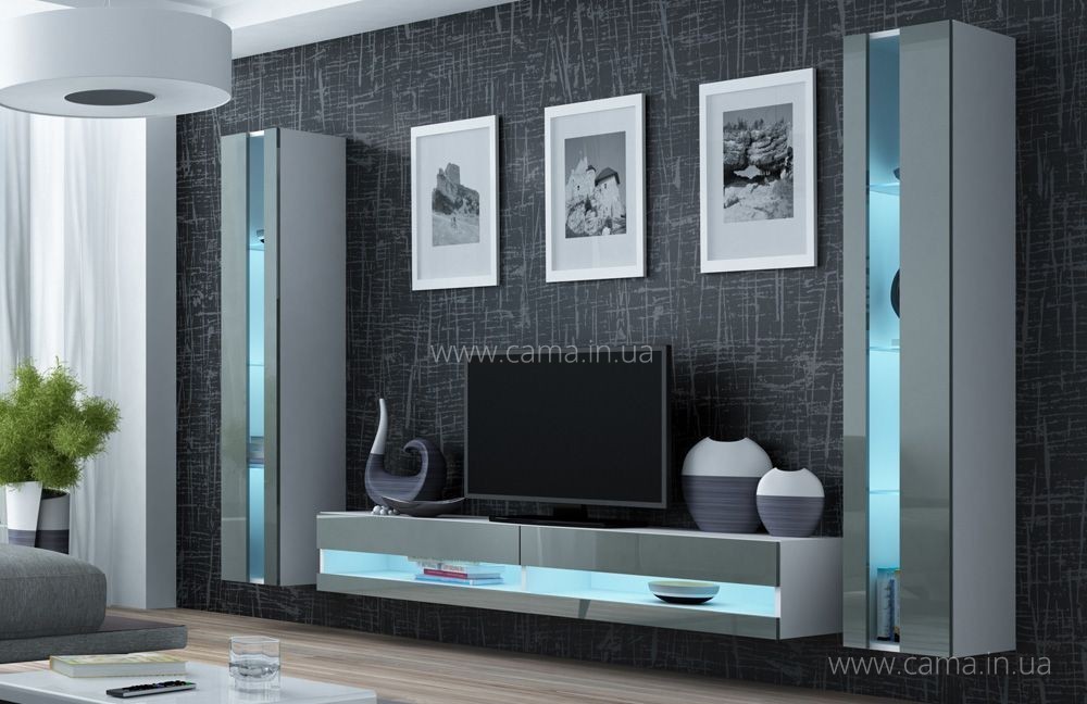 Гостиная Vigo New 3 белый/серый глянец Гостиная Vigo New 3 белый/серый глянец