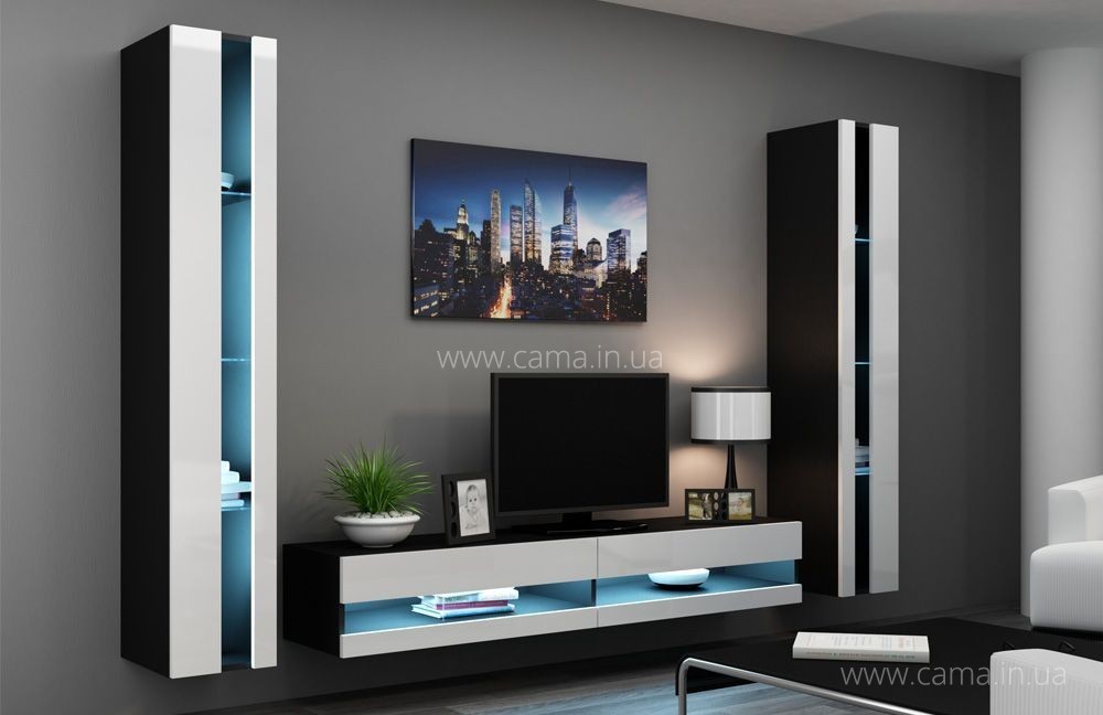 Гостиная Vigo New 3 черный/белый глянец Гостиная Vigo New 3 черный/белый глянец