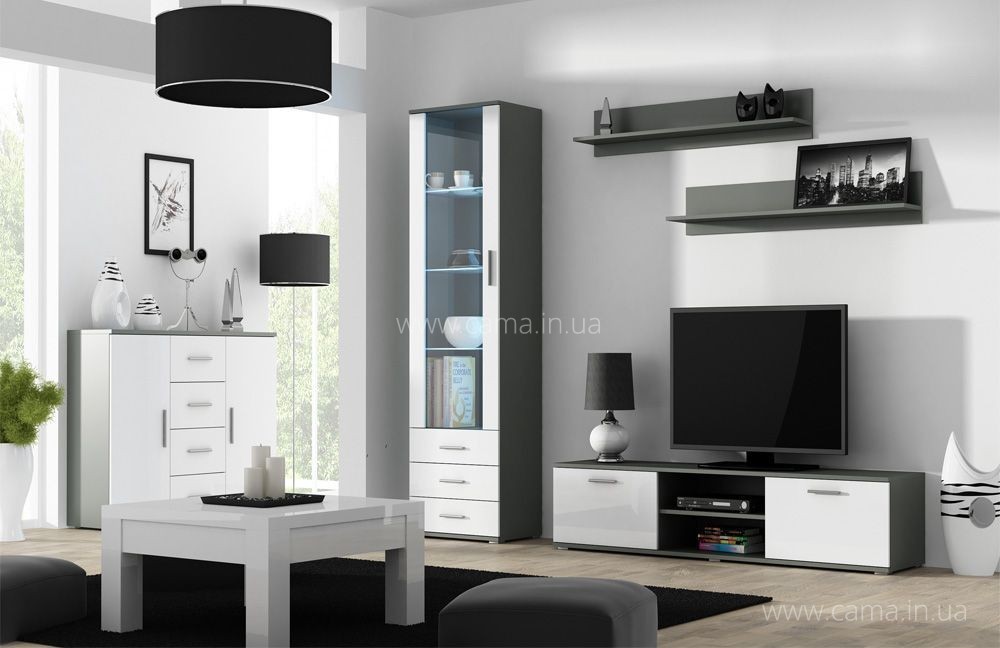 Гостиная Soho 2 серый/белый глянец Гостиная Soho 2 серый/белый глянец