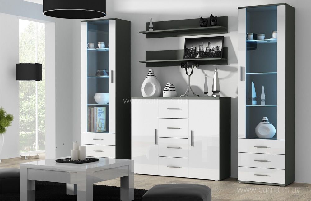 Гостиная Soho 3 серый/белый глянец Гостиная Soho 3 серый/белый глянец