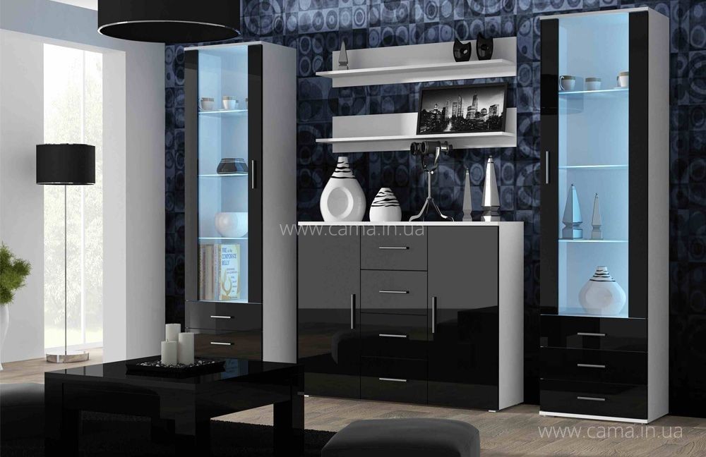 Гостиная Soho 3 белый/черный глянец Гостиная Soho 3 белый/черный глянец