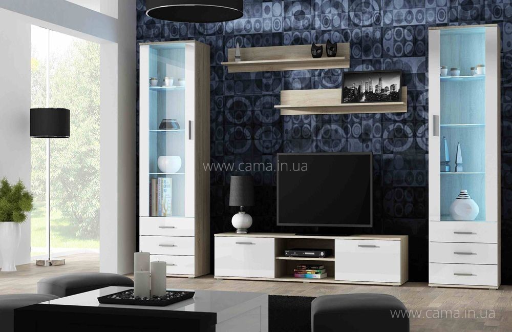 Гостиная Soho 4 дуб сонома/белый глянец Гостиная Soho 4 дуб сонома/белый глянец