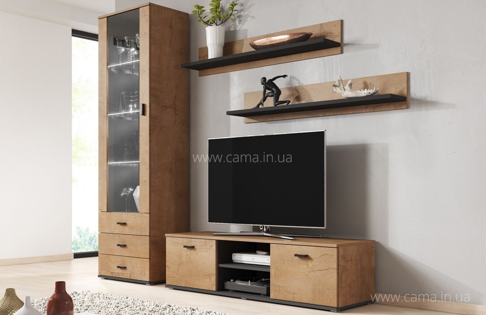 Гостиная Soho 7 дуб Лефкас/черный Гостиная Soho 7 дуб Лефкас/черный