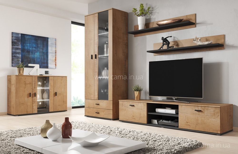 Гостиная Soho 9 дуб Лефкас/черный Гостиная Soho 9 дуб Лефкас/черный