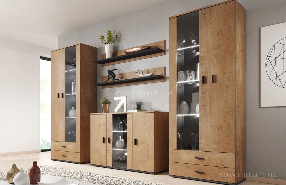 Гостиная Soho 10 дуб Лефкас/черный Гостиная Soho 10 дуб Лефкас/черный