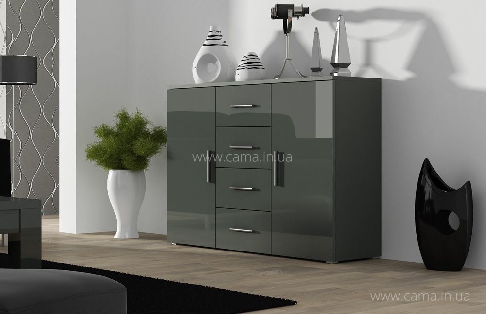 Комод Soho (Uni) серый/серый глянец Комод Soho (Uni) серый/серый глянец