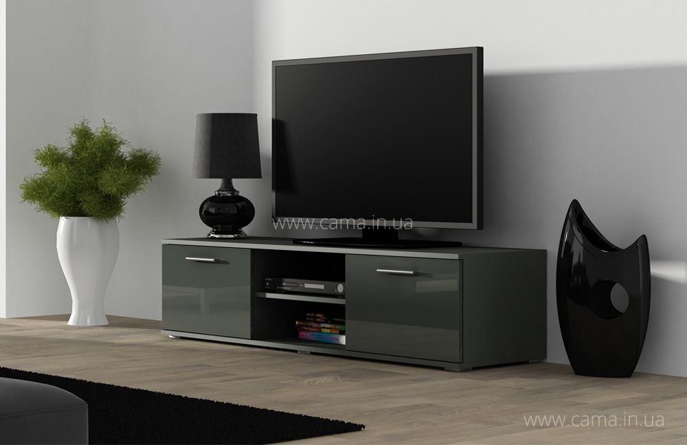 Тумба Тв Soho 140 серый/серый глянец Тумба Тв Soho 140 серый/серый глянец