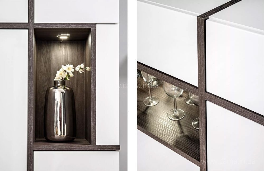 Витрина низкая CROSS Белый+дуб графит/Белый глянец Витрина низкая CROSS Белый+дуб графит/Белый глянец