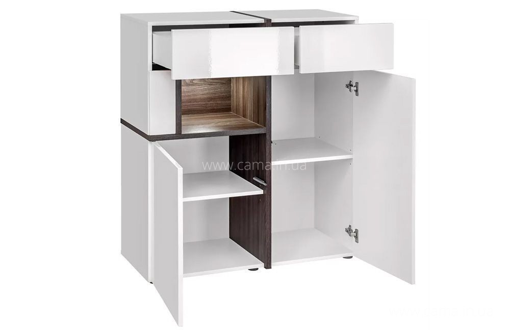 Витрина низкая CROSS Белый+дуб графит/Белый глянец Витрина низкая CROSS Белый+дуб графит/Белый глянец