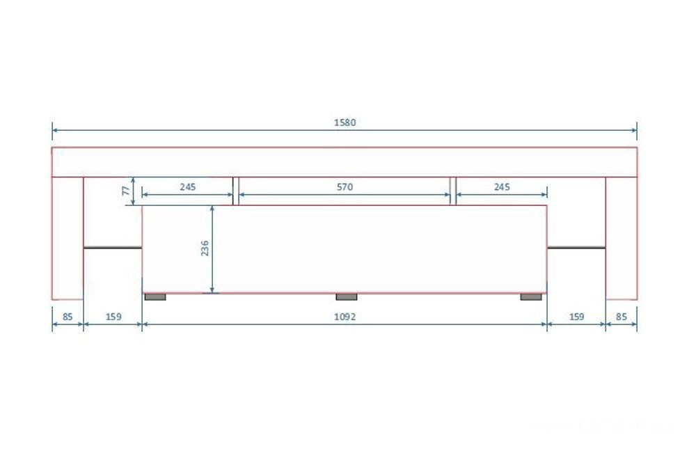 Тумба ТВ Toro 158см - серый/белый глянец Тумба ТВ Toro 158см - серый/белый глянец