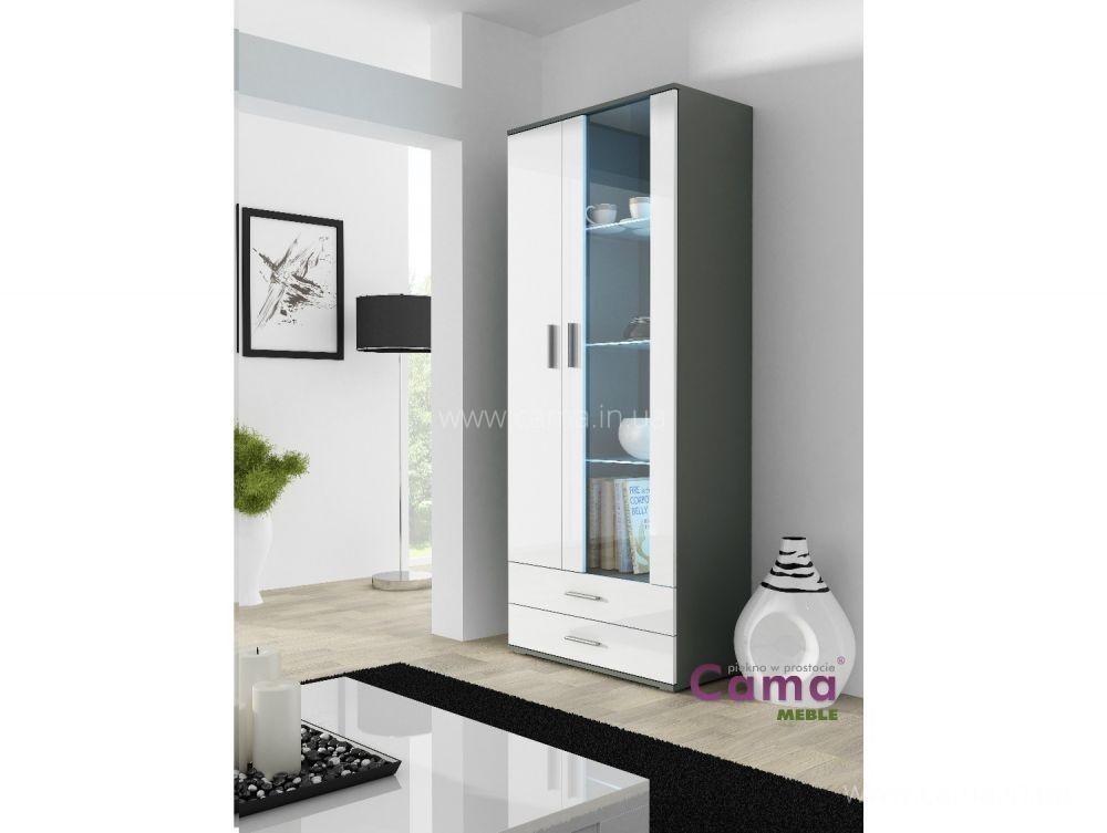 Витрина высокая Soho S-6 серый/белый глянец Витрина высокая Soho S-6 серый/белый глянец