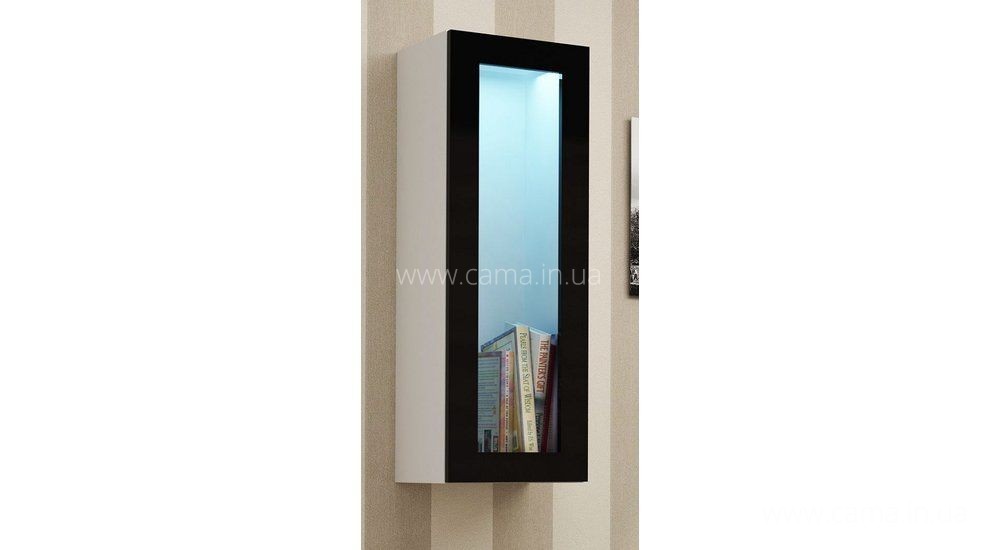 Витрина навесная Vigo 90 белый/черный глянец Витрина навесная Vigo 90 белый/черный глянец