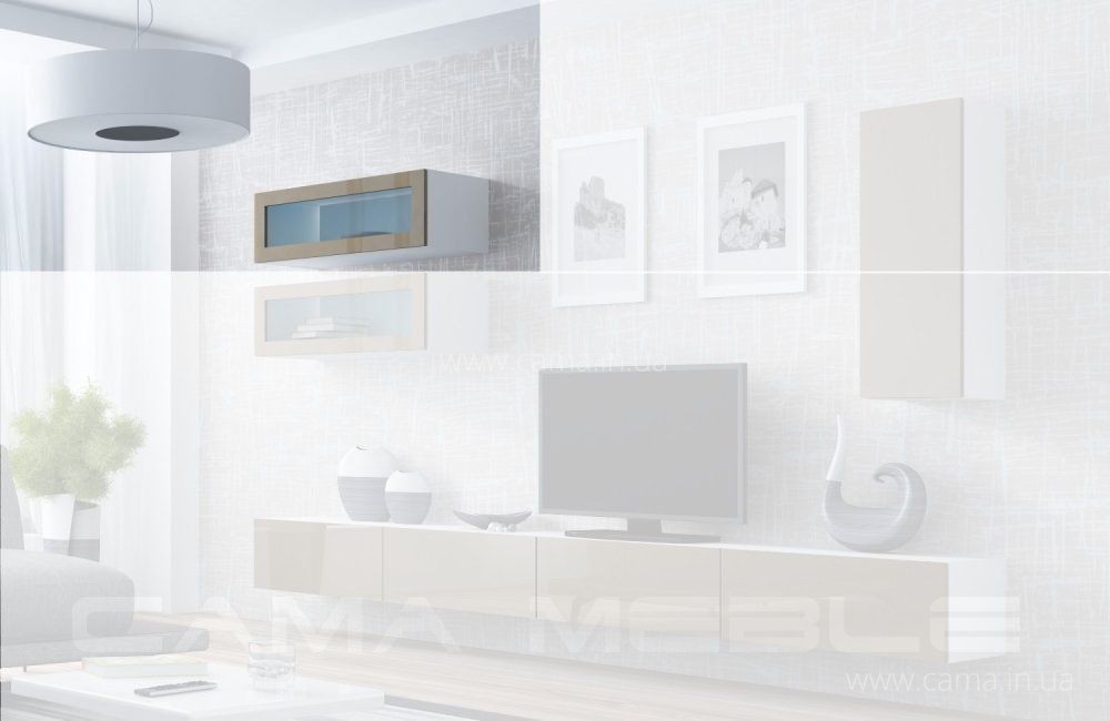 Витрина навесная Vigo 90 белый/латте глянец Витрина навесная Vigo 90 белый/латте глянец