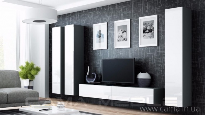 Гостиная Vigo 1 серый/белый глянец Гостиная Vigo 1 серый/белый глянец