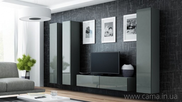 Гостиная Vigo 14 серый/серый глянец