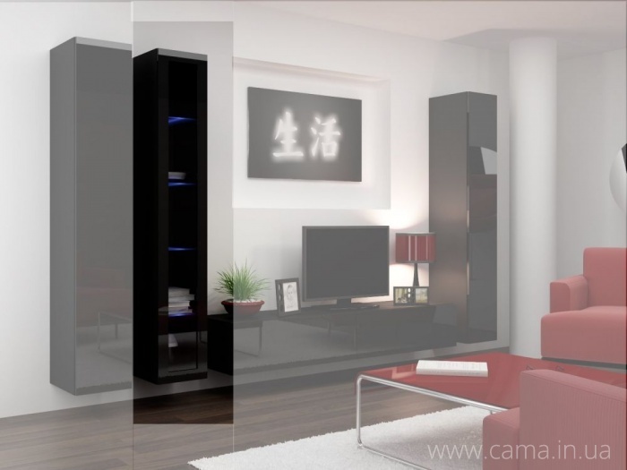 Витрина навесная Vigo 180 черный/черный глянец Витрина навесная Vigo 180 черный/черный глянец