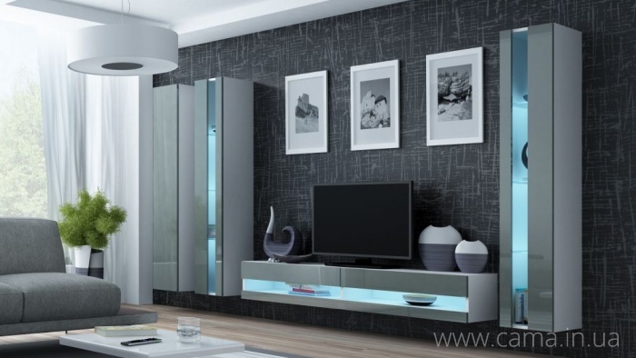 Гостиная Vigo New 6 белый/серый глянец