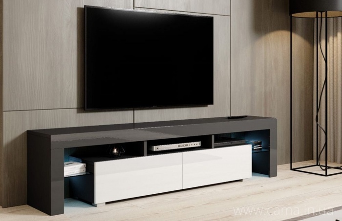 Тумба ТВ Toro 200см Серый/белый глянец