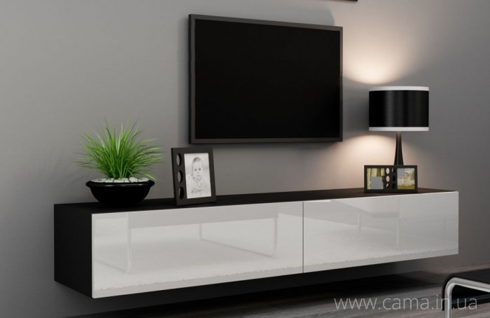 Тумба ТВ Vigo черный/белый глянец 180