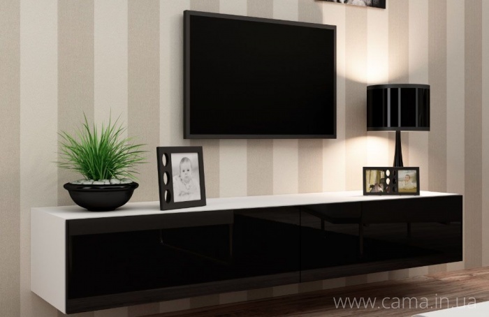 Тумба ТВ Vigo белый/черный глянец 180