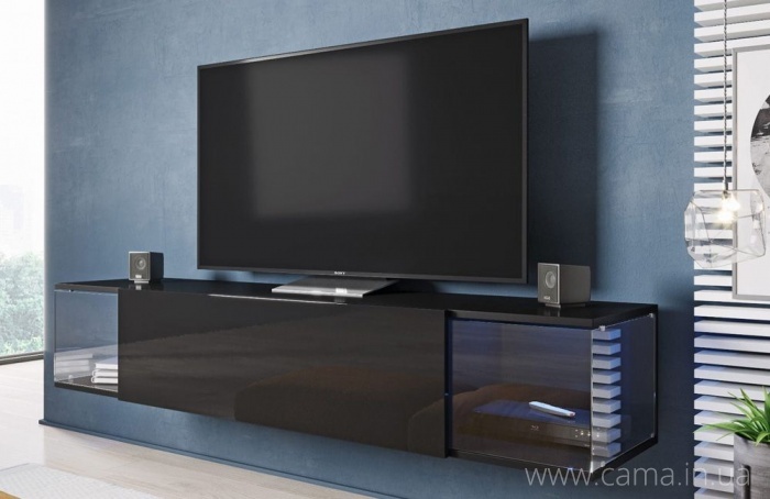 Тумба ТВ SKY Черный/Черный глянец Тумба ТВ SKY Черный/Черный глянец