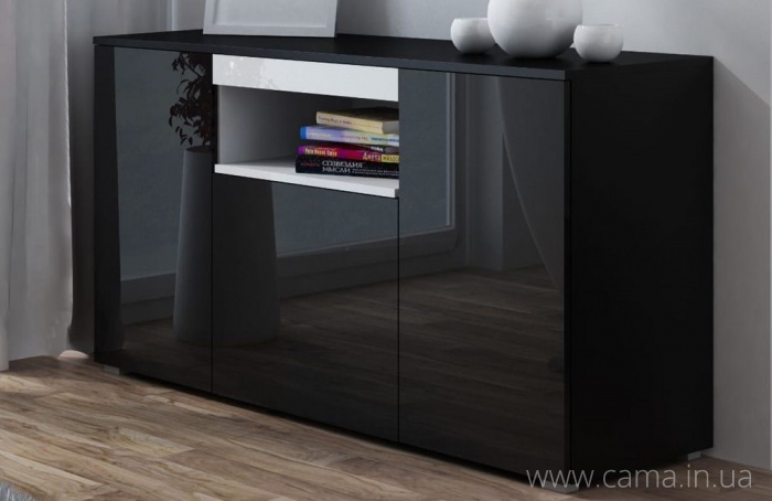 Комод VIVA Черный глянец/Белый