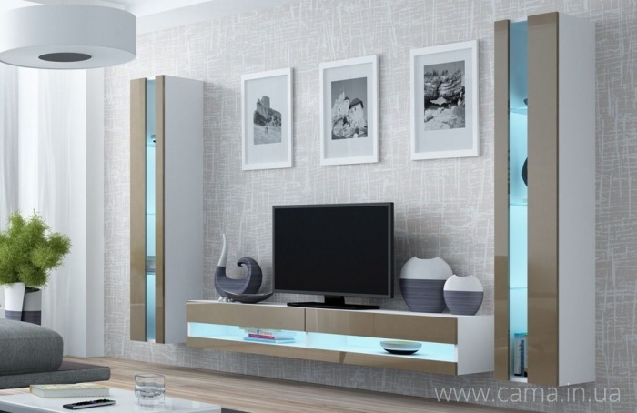 Гостиная Vigo New 3 белый/латте глянец