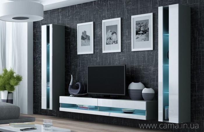 Гостиная Vigo New 3 серый/белый глянец