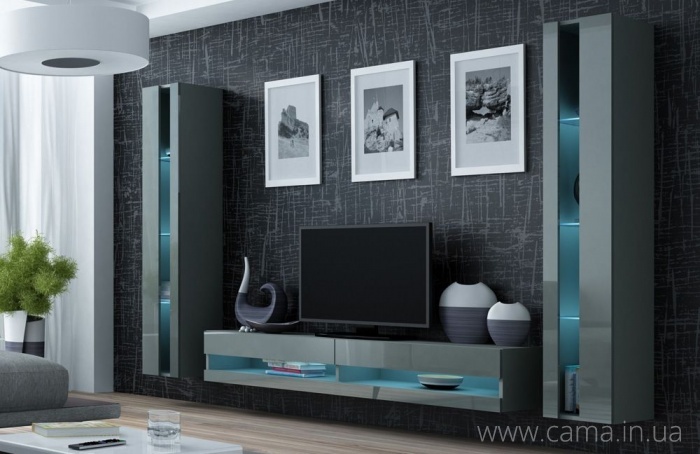 Гостиная Vigo New 3 серый/серый глянец