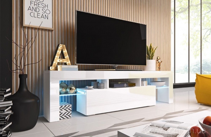 Тумба ТВ Toro 158см - белый/белый глянец