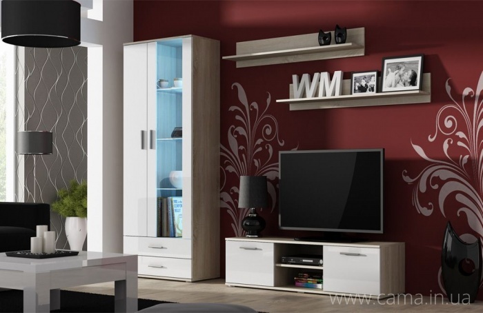 Гостиная Soho 11 дуб сонома/белый глянец