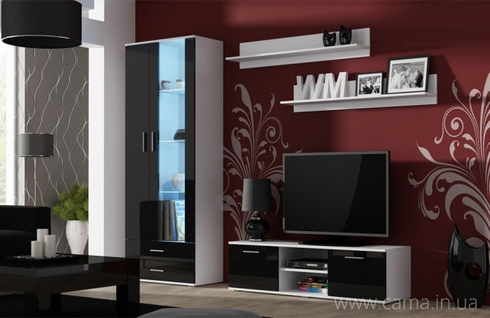 Гостиная Soho 11 белый/черный глянец