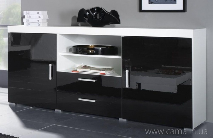 Комод Samba белый/черный глянец Комод Samba белый/черный глянец