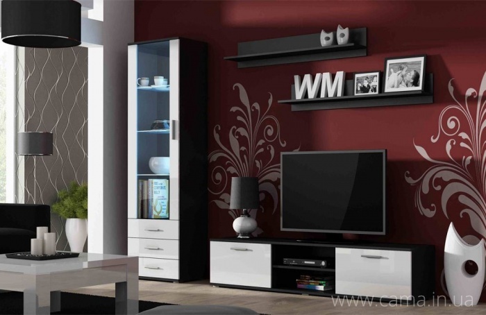 Гостиная Soho 1 дуб черный/белый глянец