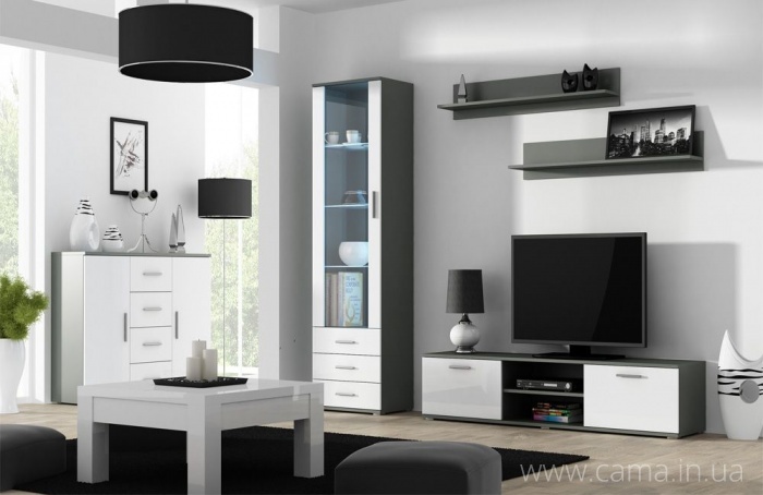 Гостиная Soho 2 серый/белый глянец