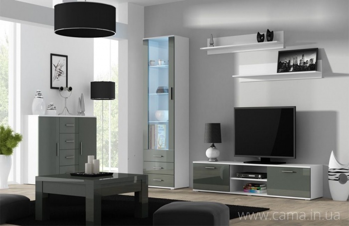 Гостиная Soho 2 белый/серый глянец