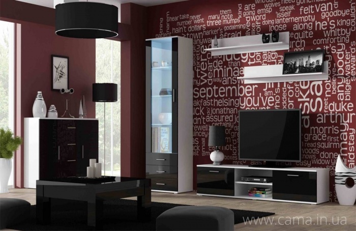 Гостиная Soho 2 белый/черный глянец