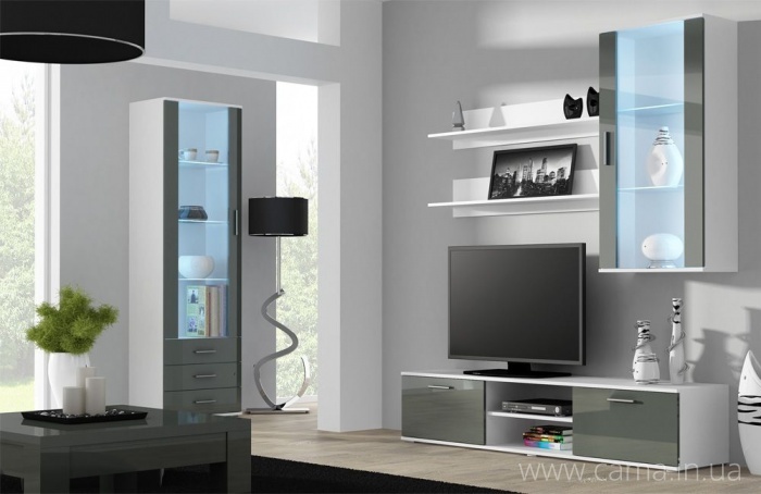 Гостиная Soho 6 белый/серый глянец