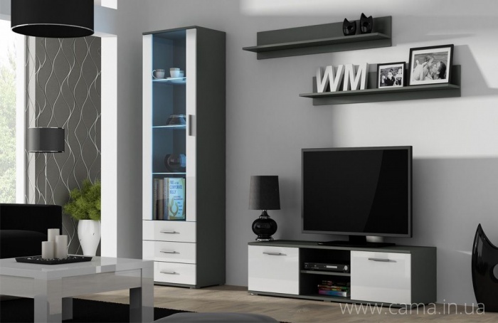 Гостиная Soho 7 серый/белый глянец