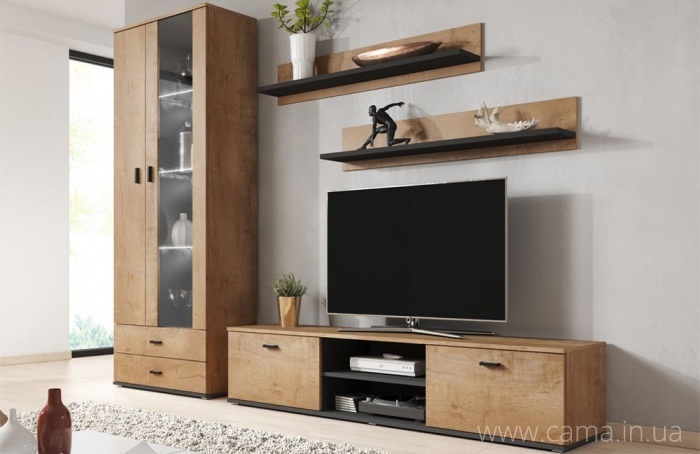 Гостиная Soho 8 дуб Лефкас/черный Гостиная Soho 8 дуб Лефкас/черный