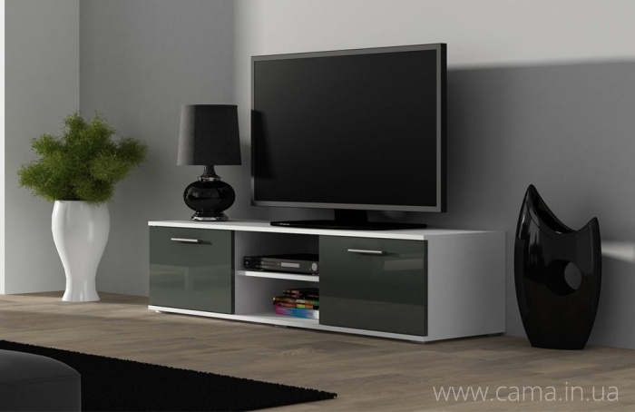 Тумба Тв Soho 140 белый/серый глянец