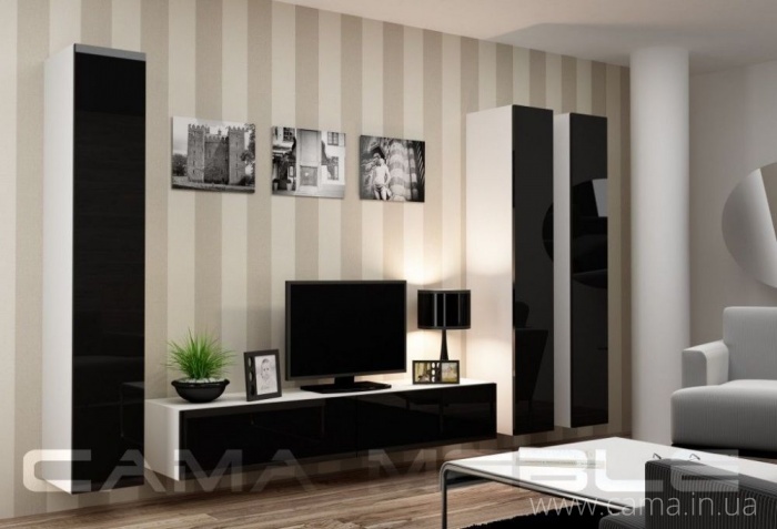 Гостиная Vigo 1 белый/черный глянец Гостиная Vigo 1 белый/черный глянец