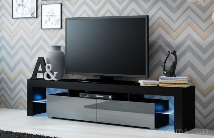 Тумба ТВ Solo - черный/серый глянец