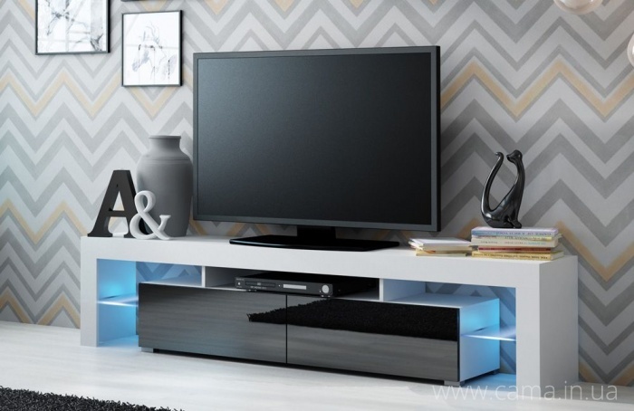 Тумба ТВ Solo - белый/черный глянец